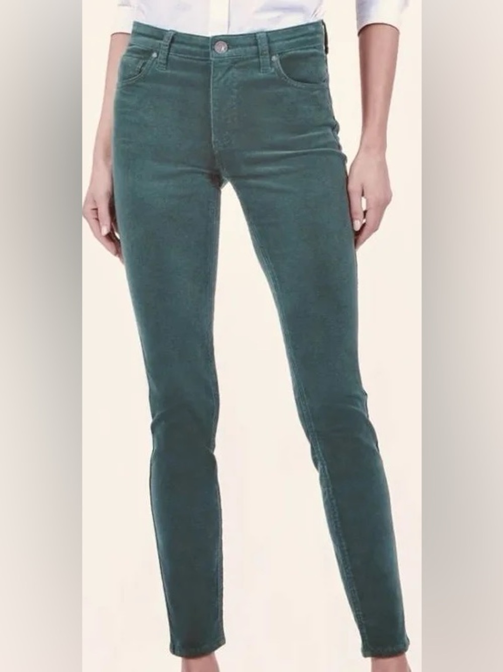 Kut from the Kloth High Rise Diana Fab Ab Teal Skinny Corduroy Pants